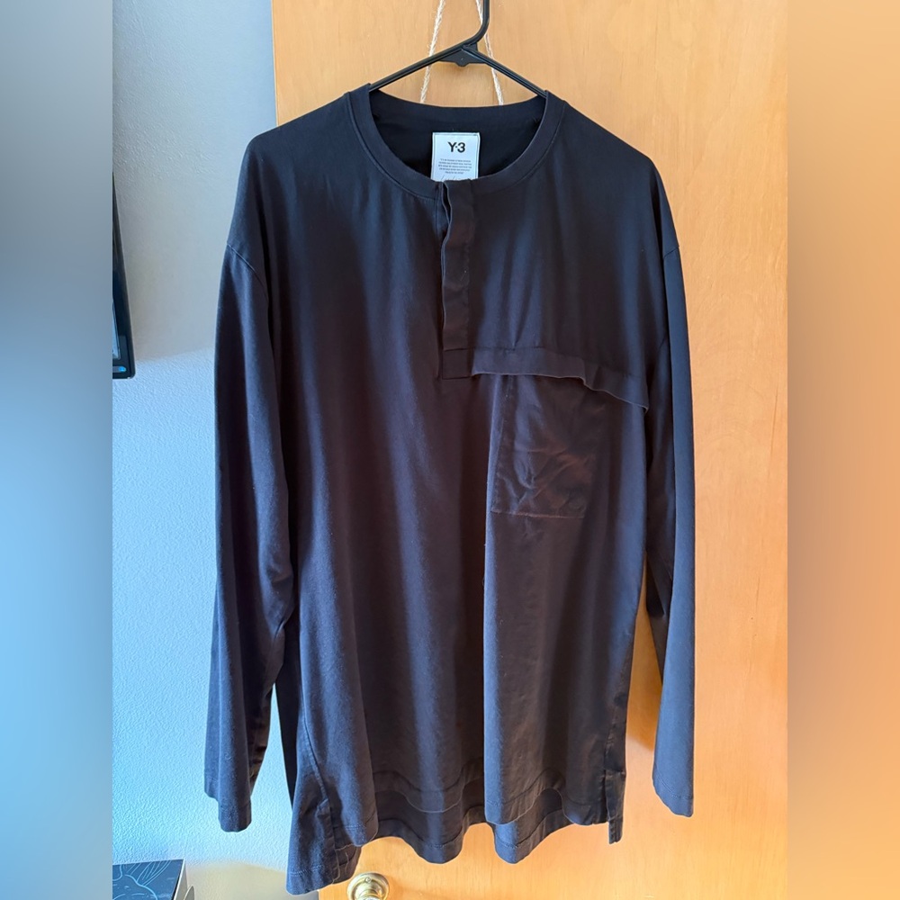 Adidas Y-3 long Sleeve Logo Henley Tee Yohji Yamamoto